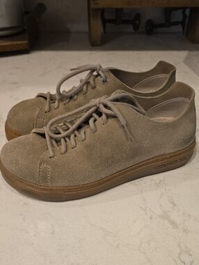 Birkenstock Casual Suede Lace-Up Sneakers in Taupe